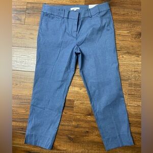 NWT LOFT Pants Womens 12 Blue Riviera Cropped Ankle Dress Pockets Stretch